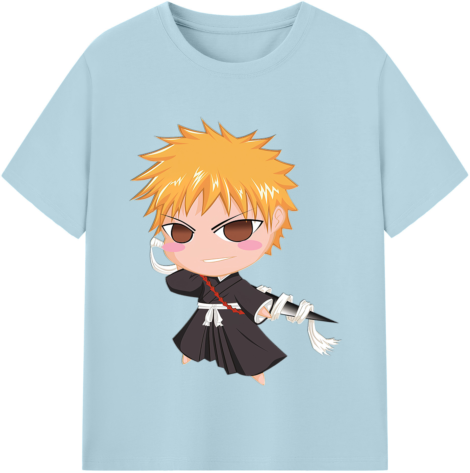 （画像用） ブリーチ 黒崎一護（くろさき いちご）BLEACH Kurosaki Ichigo 綿100％半袖Tシャツ（フロントプリント）